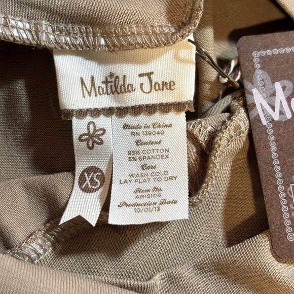Matilda Jane Ruffle Bottom Pants XS Beige New With Tags Pull On Stretch - Picture 9 of 9